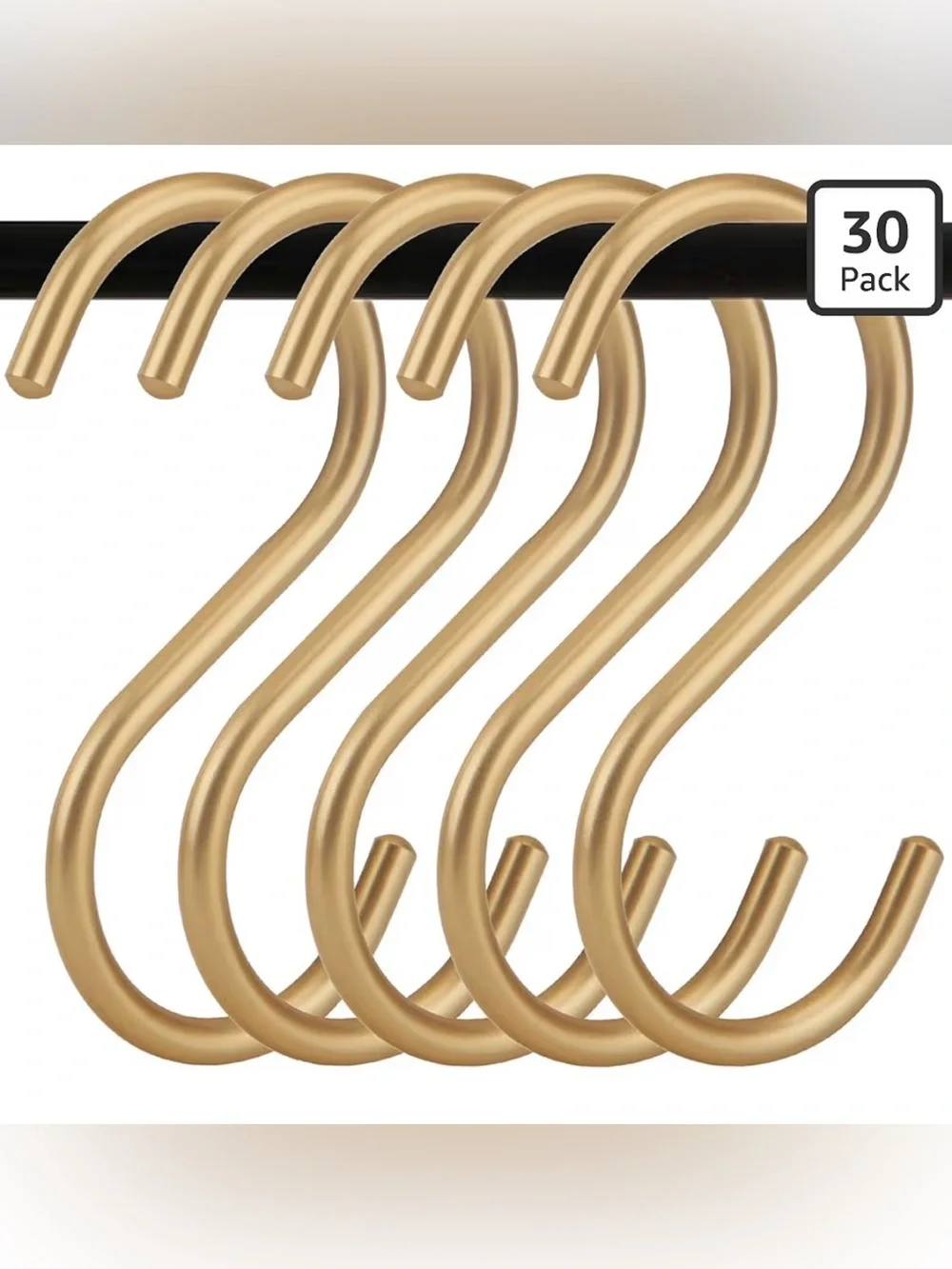 Pack of 30 Gold S-Shaped Metal Hooks
